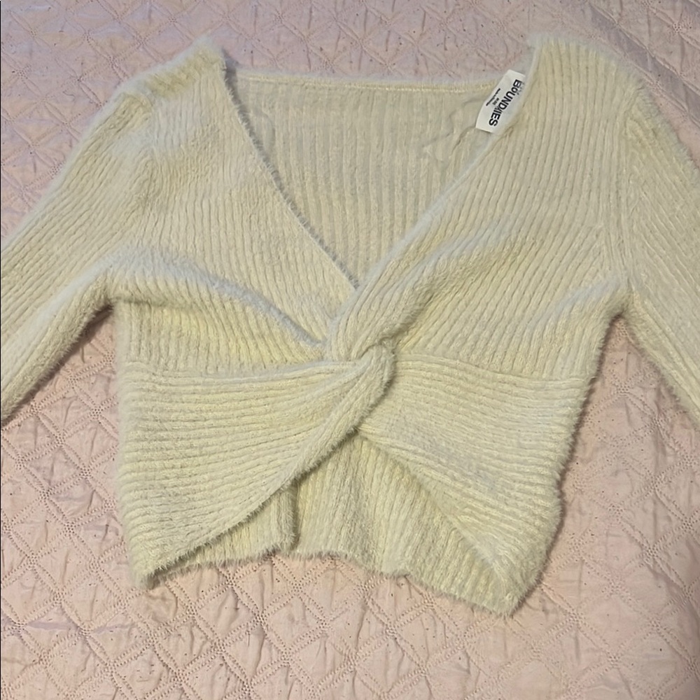No Boundaries Cream V-Neck Sweater